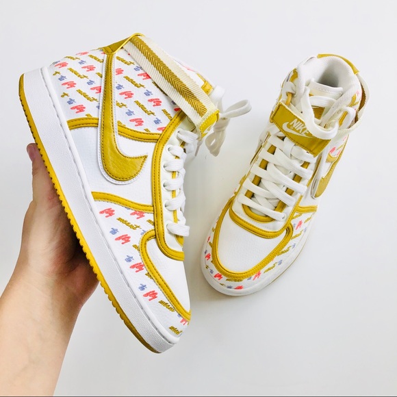 Nike Shoes - Nike Vandal gold embroidered high sneakers -size 7